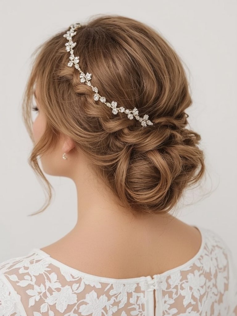 Relaxed Waves with Jewel-Encrusted Barrette Bridemaids Hairstyles