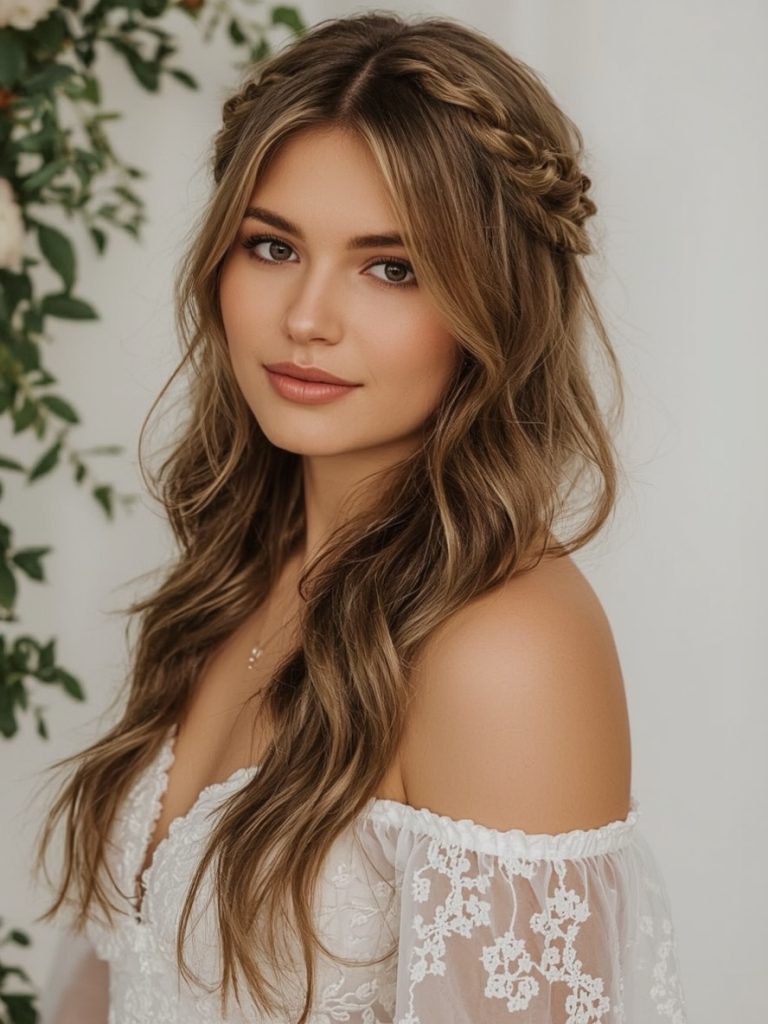 Elegant Braided Headband Updo Bridemaids Hairstyles