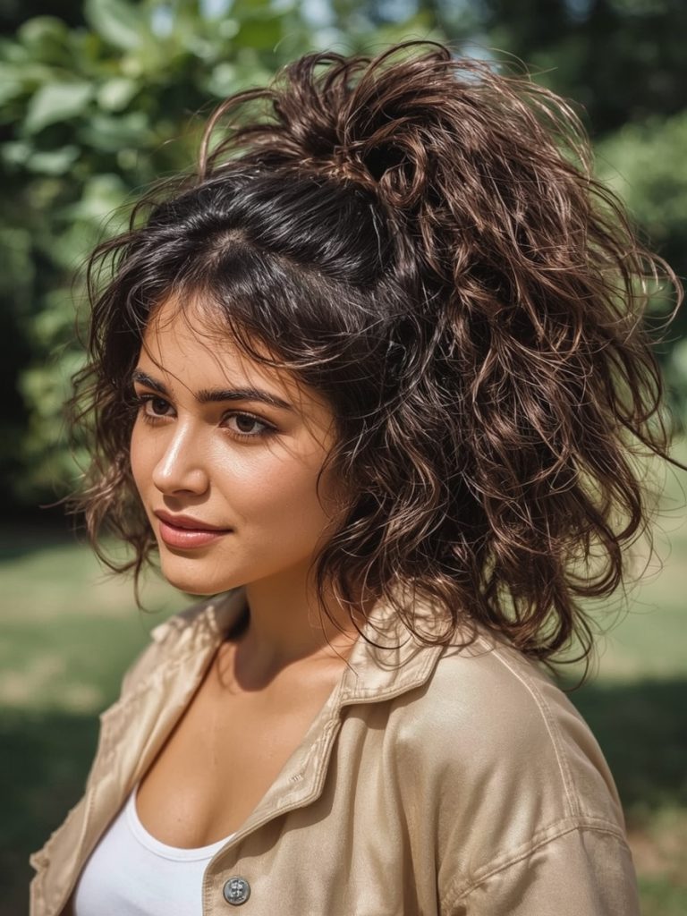Hair Styles Curly Hairstyles: Half-Up Curly Bun