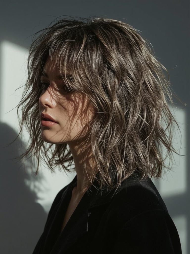 Feathered Layers Lob for Shoulder Length Hair Thin Fine