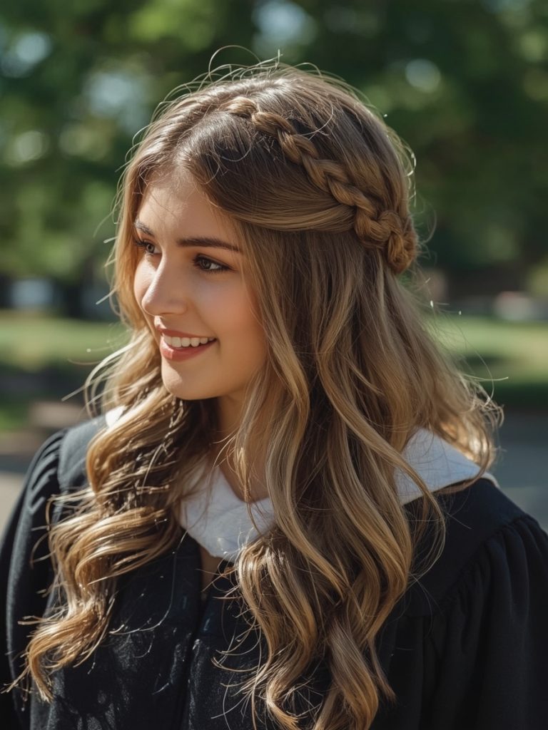 Double Dutch Braid to Bun Graduation Hair
