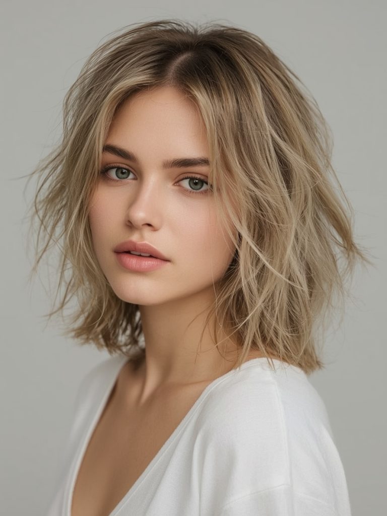 Half-Up Top Knot on a Lob for Shoulder Length Hair Thin Fine