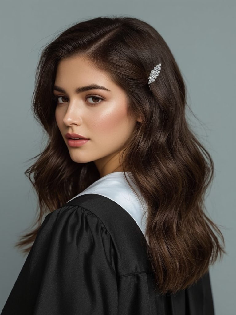 Waterfall Braid with Loose Waves Graduation Hair