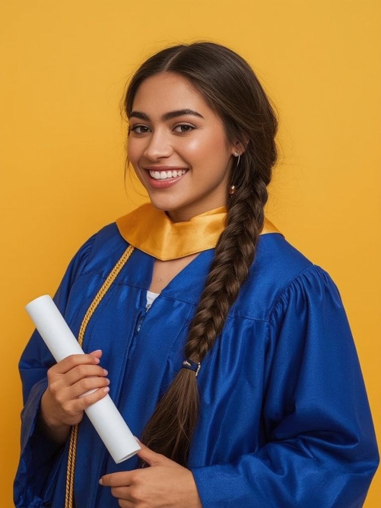 Soft Side-Swept Curls Graduation Hair