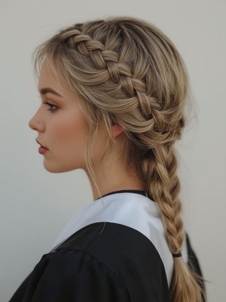 Half-Up Twisted Crown Graduation Hair