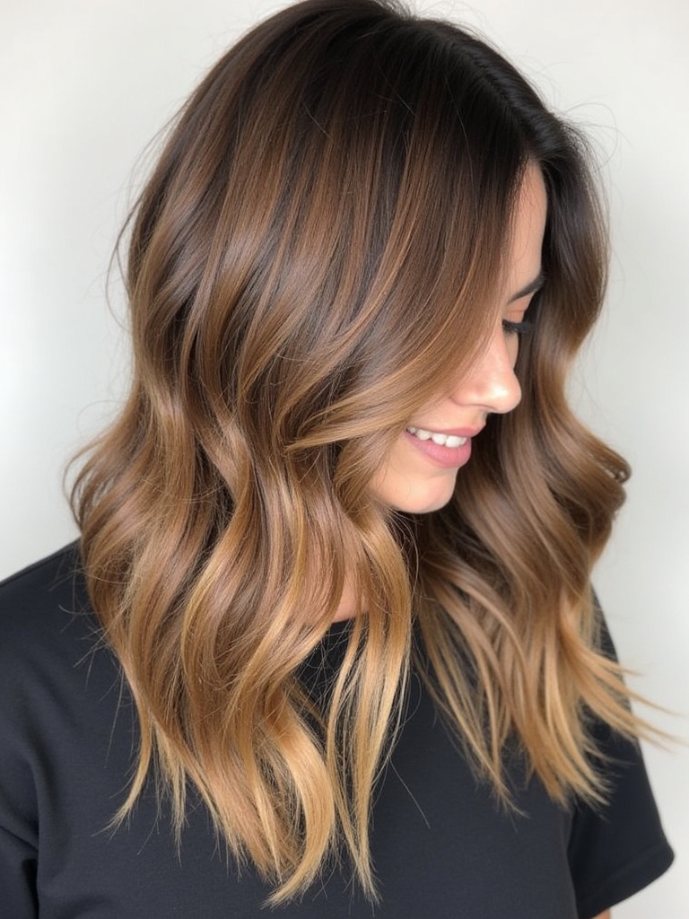 Honey Brown Balayage: Gold Honey