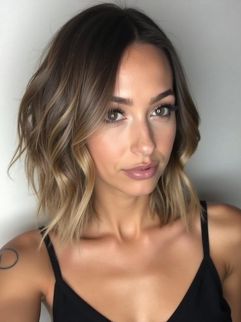 Angled Bob Haircut: Partless Angled Bob