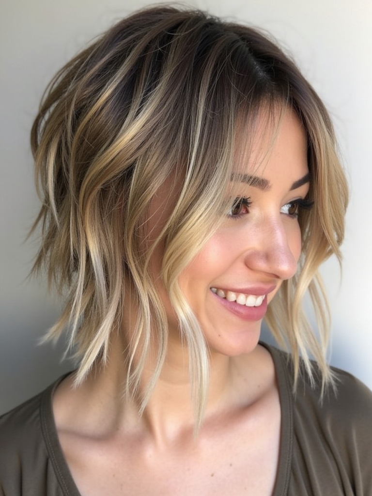Angled Bob Haircut: Feathered Angled Bob