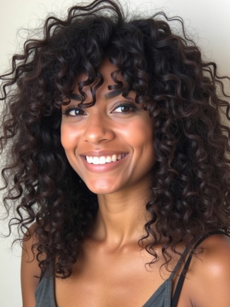 Shag Haircut with Face Framing Curtain Bangs