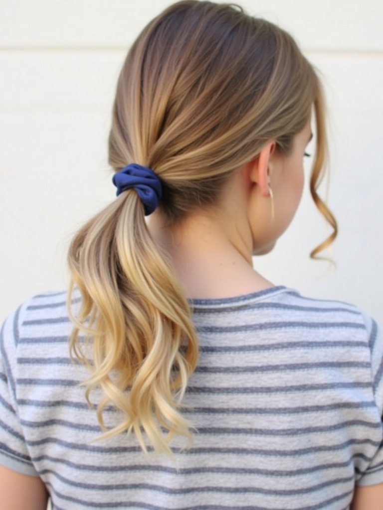 Easy Hairstyles For School: Low Side Ponytail with a Scrunchie