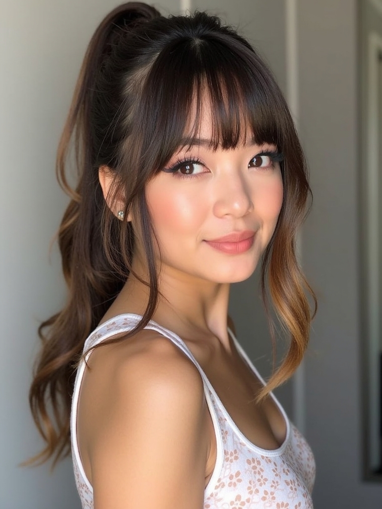 Blonde Hair with Face Framing Curtain Bangs