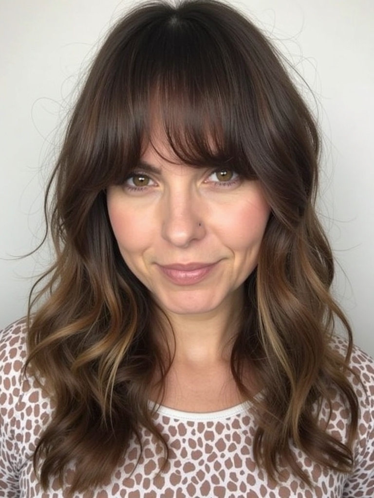 Asymmetrical Haircut with Face Framing Curtain Bangs