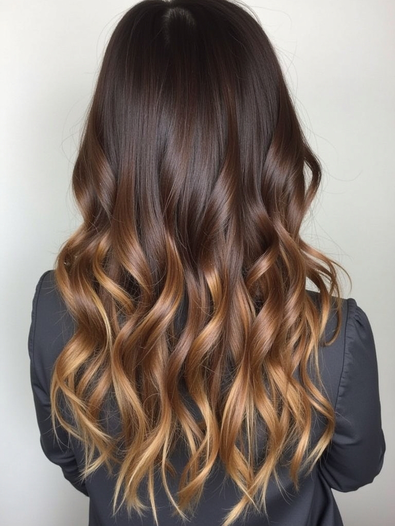 Golden Caramel Waterfall Balayage