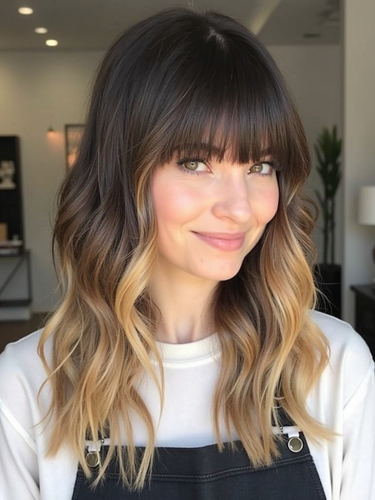 Thin Hair with Face Framing Curtain Bangs