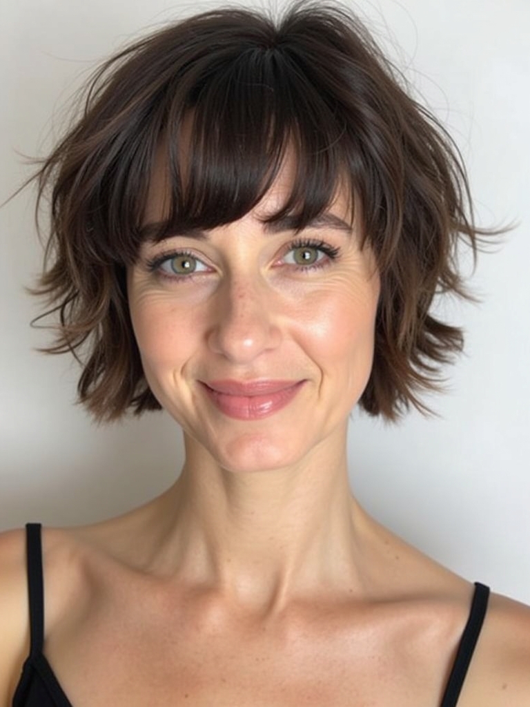 Straight Hair with Face Framing Curtain Bangs