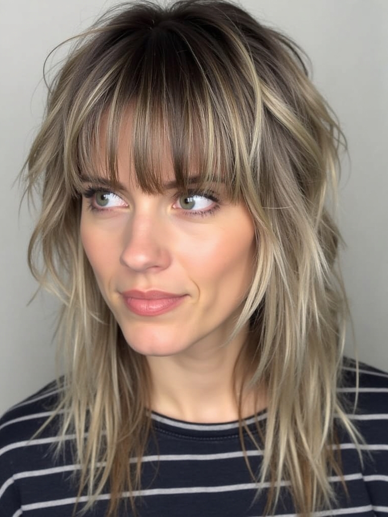 Short Hair with Face Framing Curtain Bangs