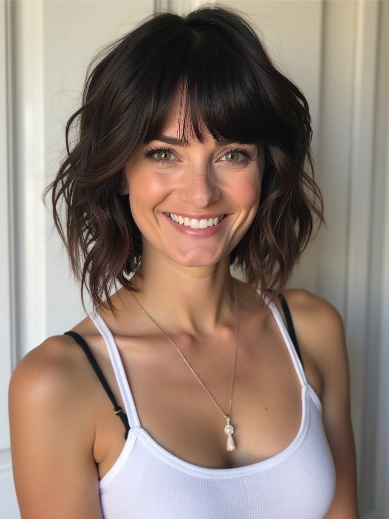 Angled Bob Haircut: With Bangs