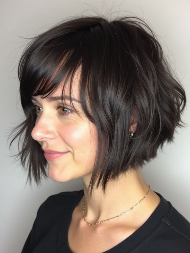 Angled Bob Haircut: Wavy Texture