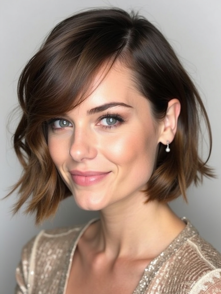 Angled Bob Haircut: Layered Volume