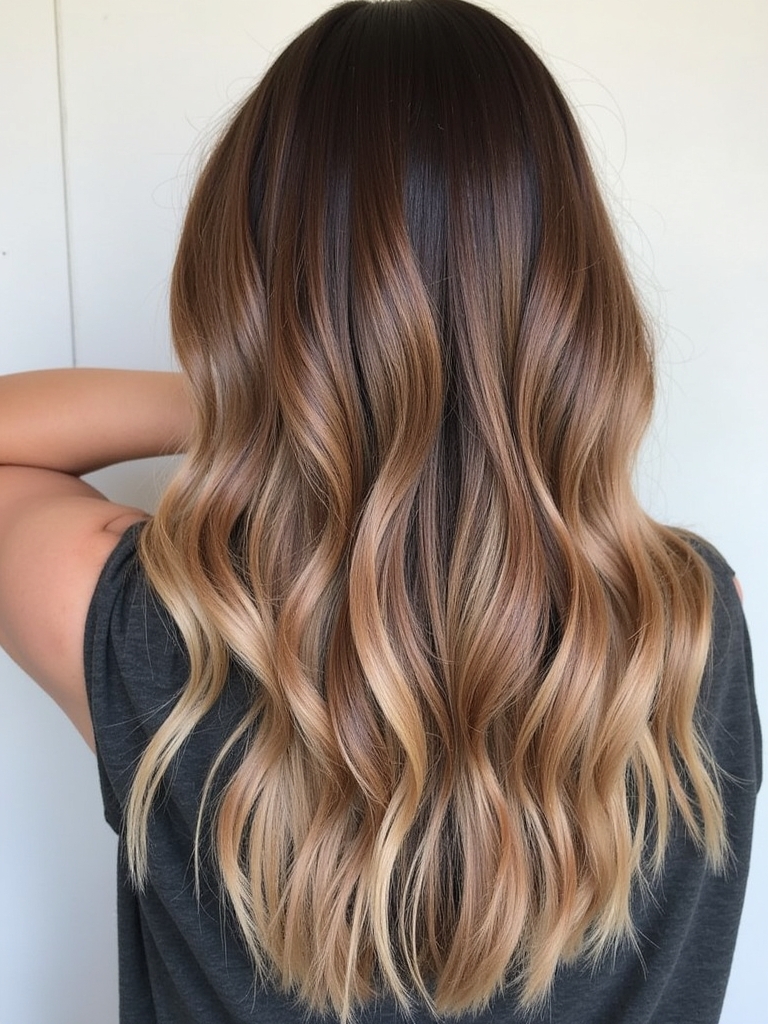 Honey Brown Balayage: Caramel Cascade