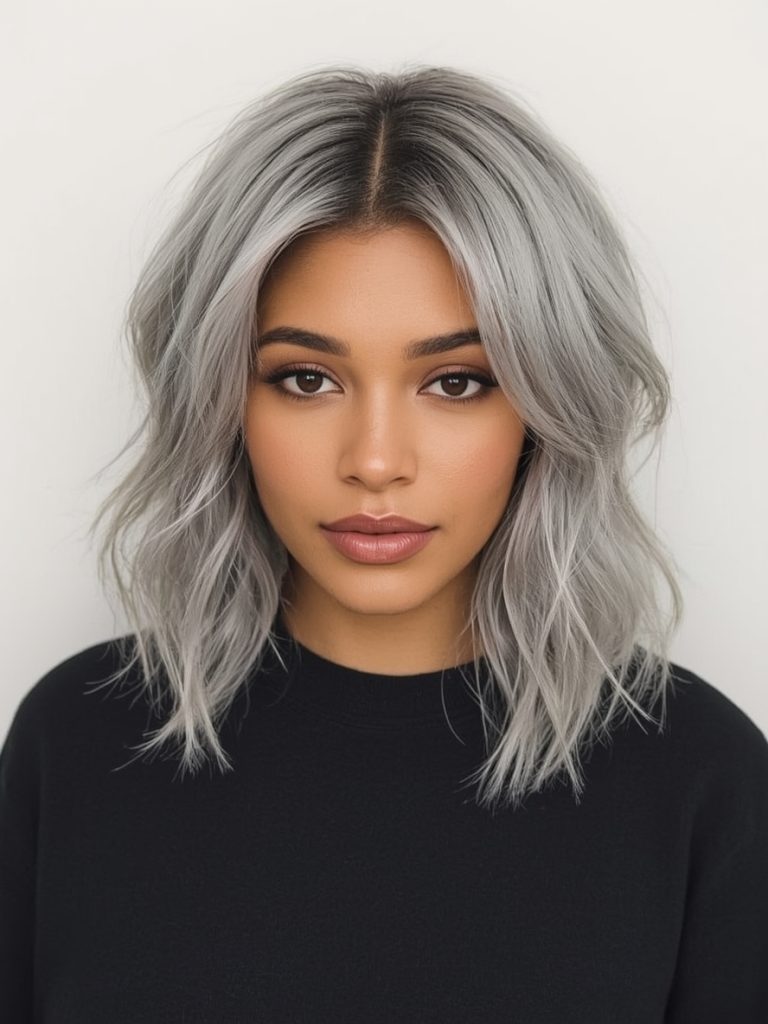 Platinum Silver Bowl Cut on Dark Skin