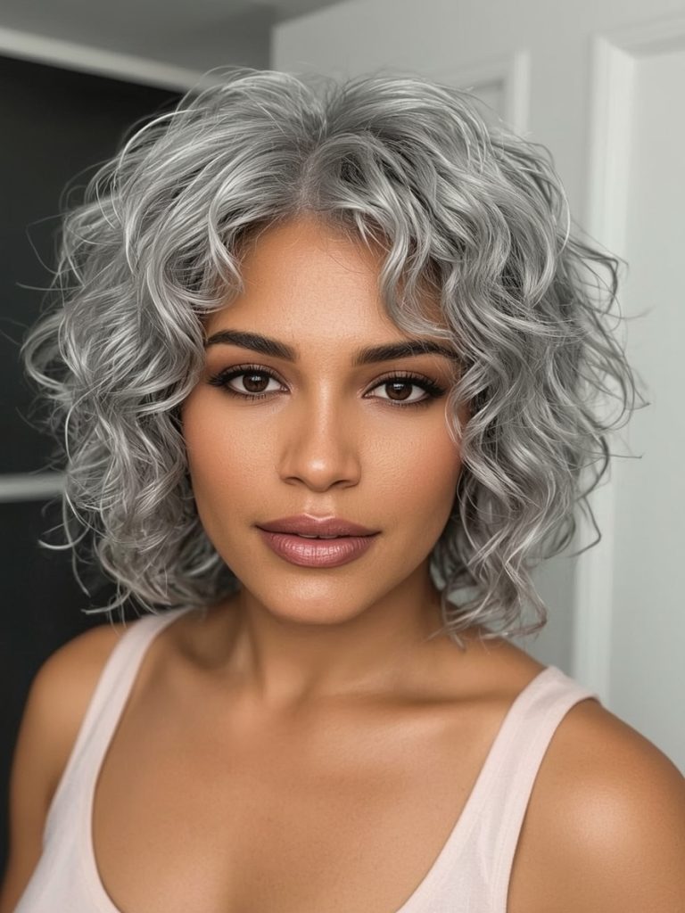 Silver Twisted Crown Braid on Dark Skin