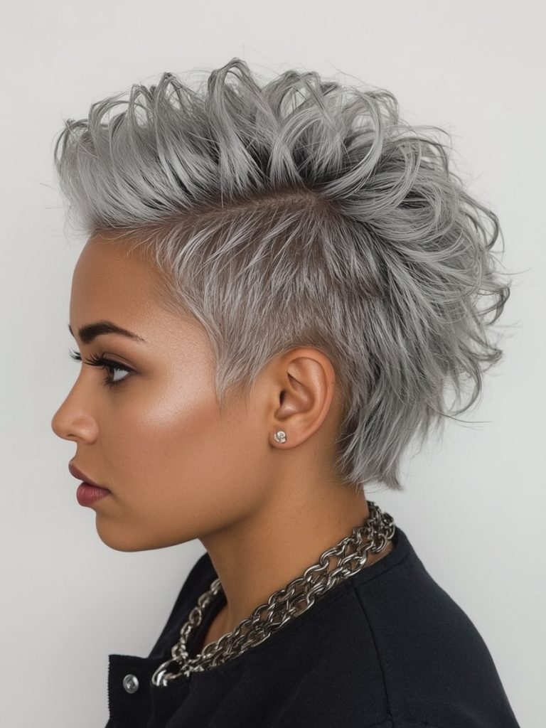 Layered Silver Lob on Dark Skin