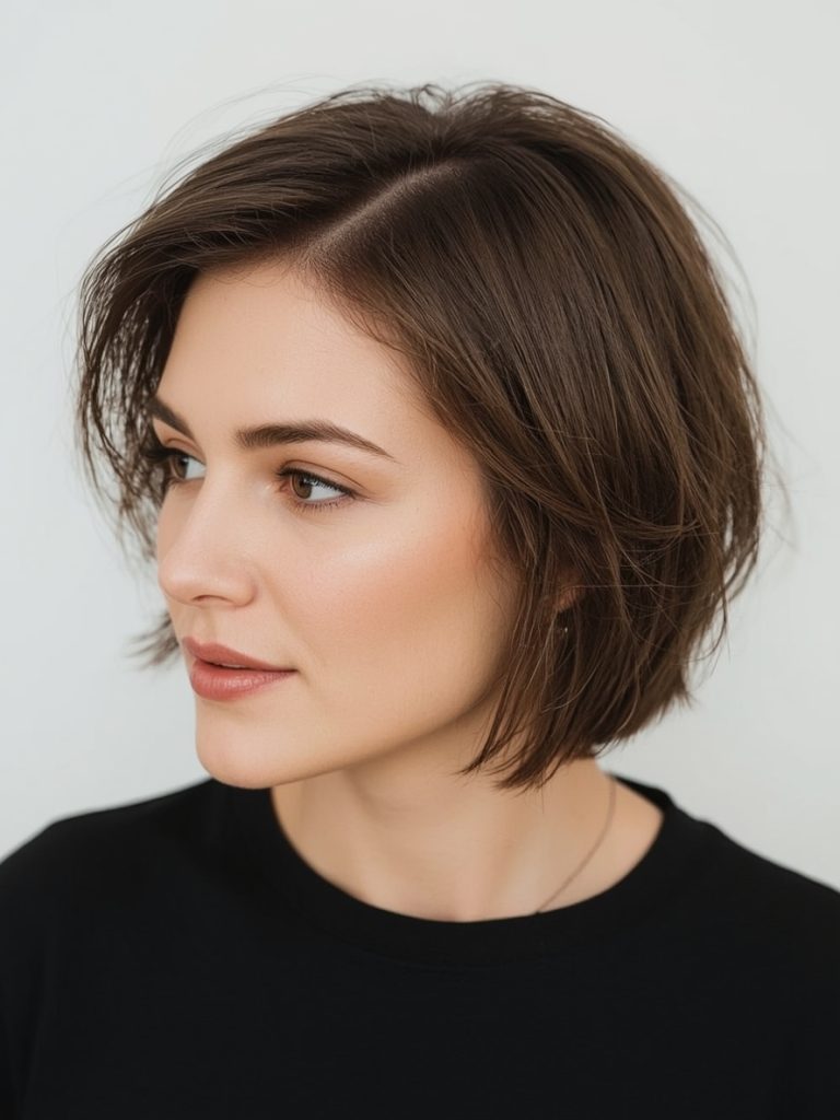 Hairstyle For Thin Fine Hair Over 50: Messy Bob