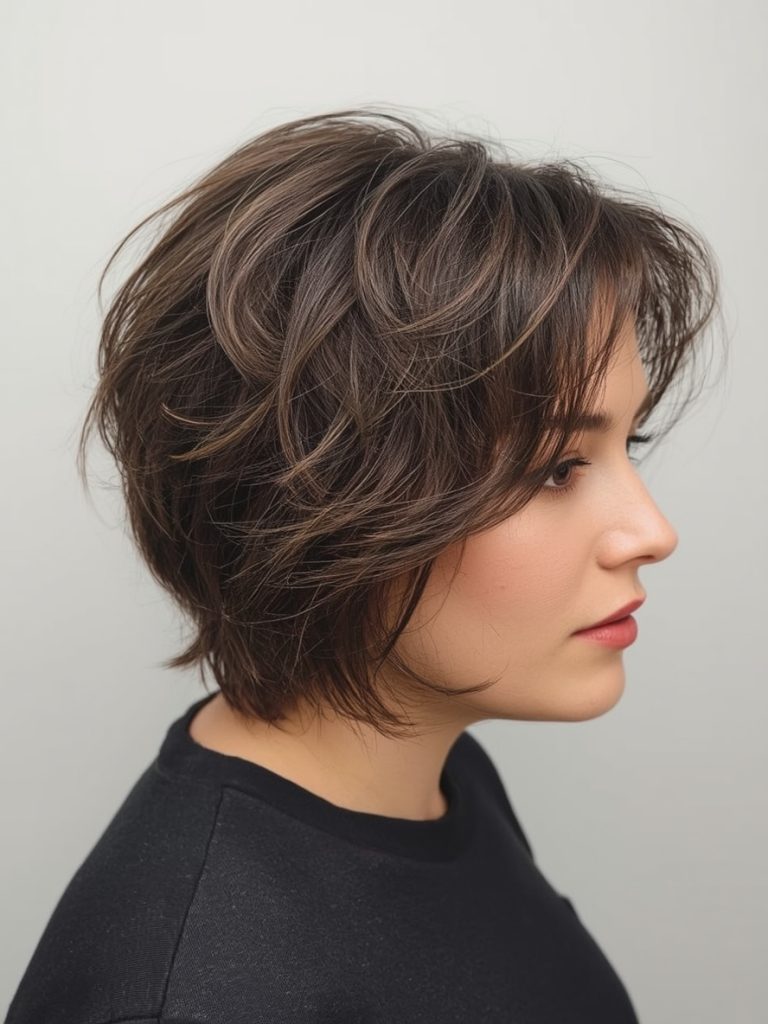 Hairstyle For Thin Fine Hair Over 50: Center Parted Bob