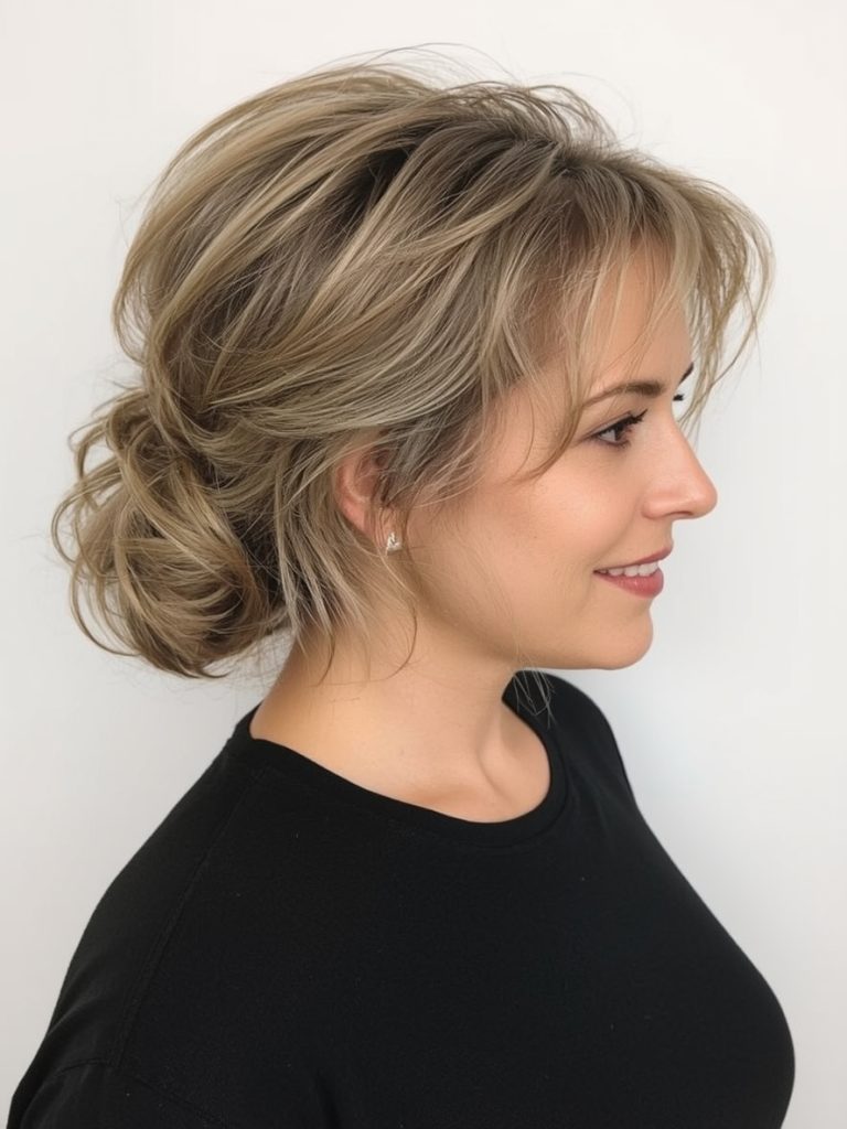 Hairstyles For Thin Fine Hair Over 60: Chin-Length Layered Cut with Volume on Top