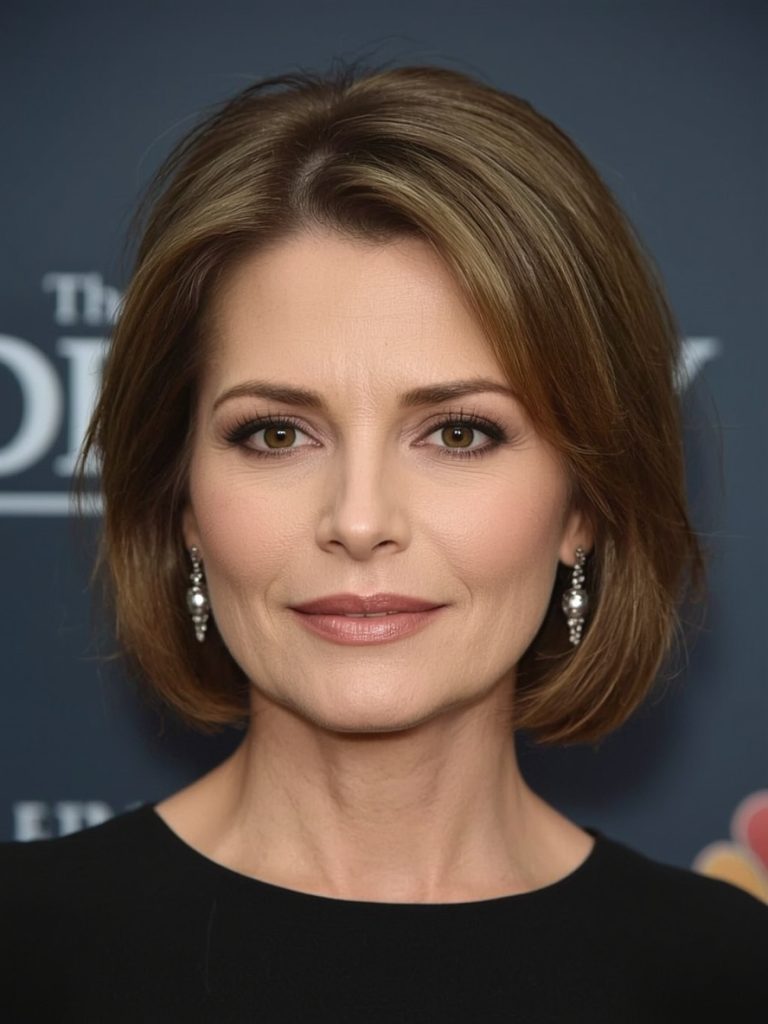 One-Length Bob With Middle Part For Thin Hair Older Women