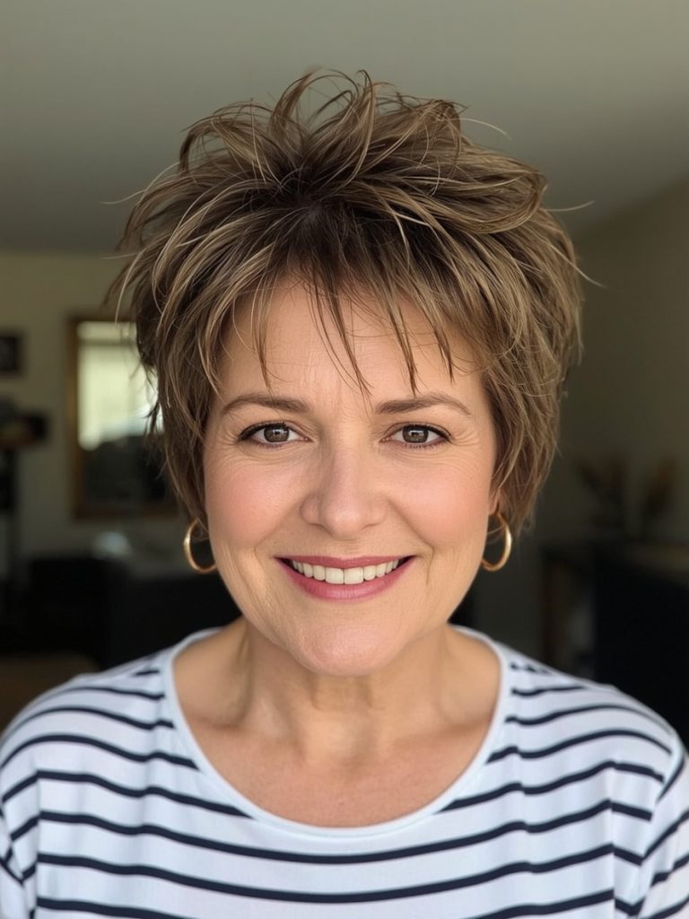 Hairstyles For Thin Fine Hair Over 60: Messy Bun with Face-Framing Pieces