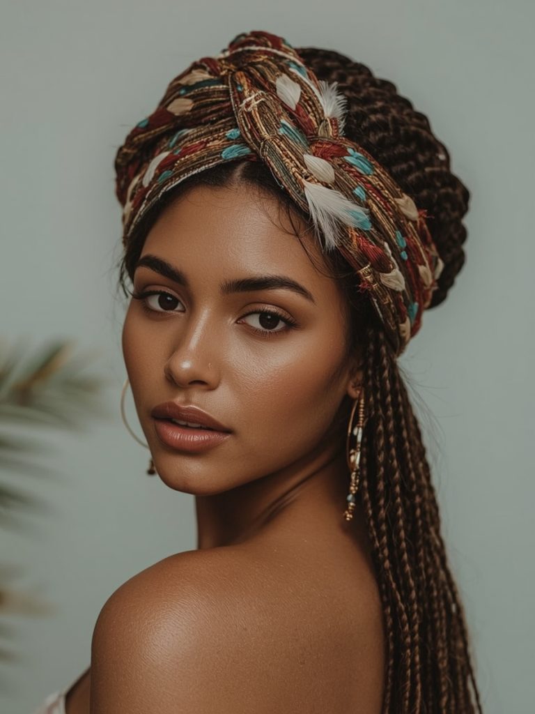 Hair Wrap Designs : Double Dutch Braids with Wrap Accents
