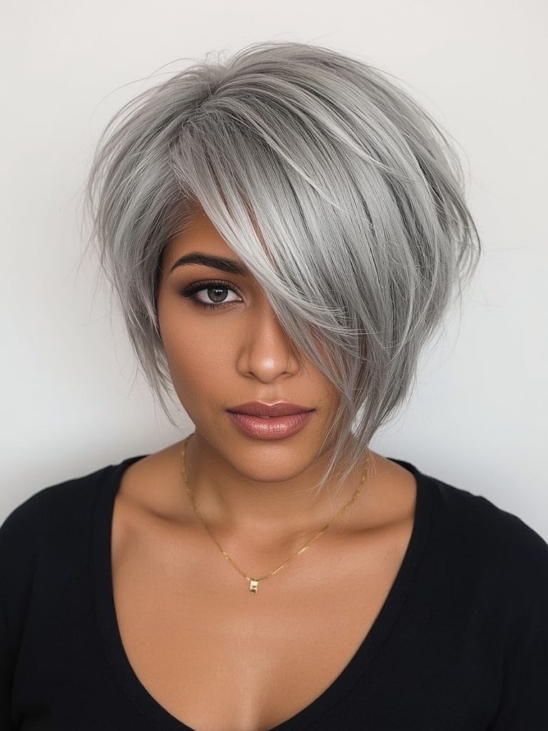 Silver Afro on Dark Skin