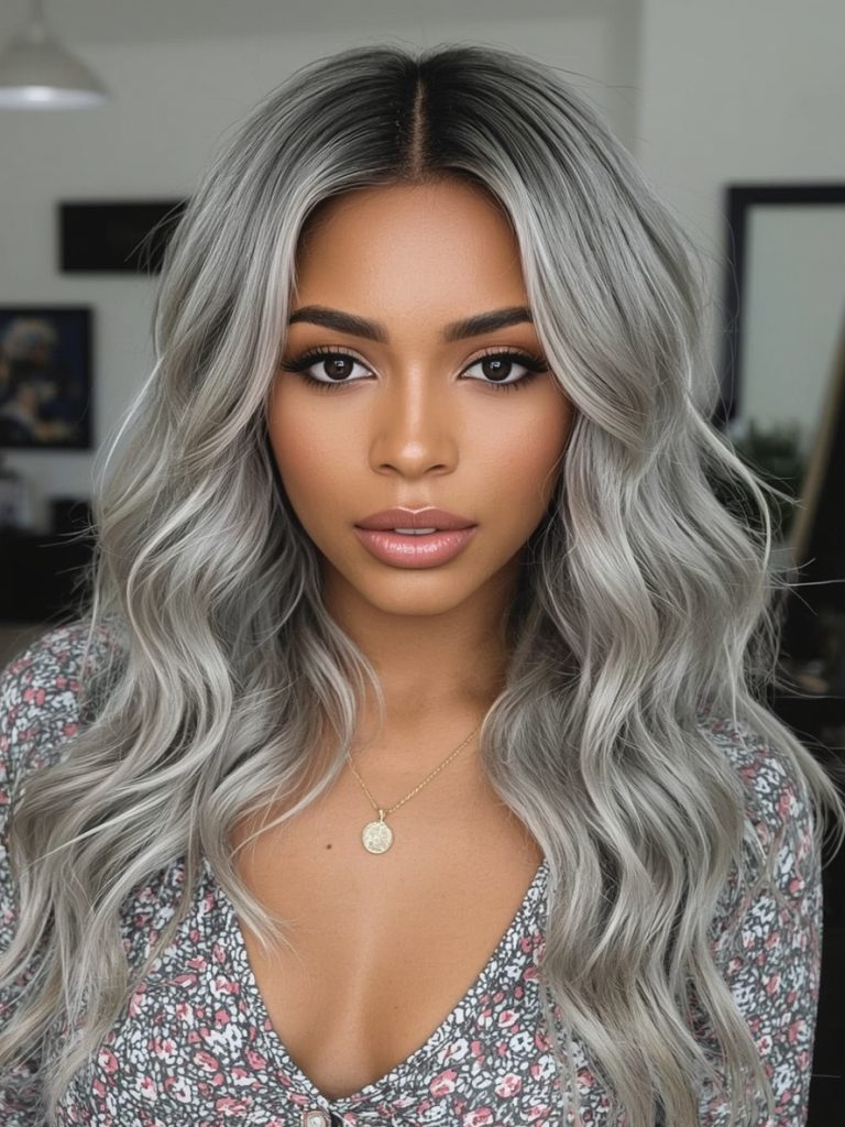 Silver Cornrows on Dark Skin