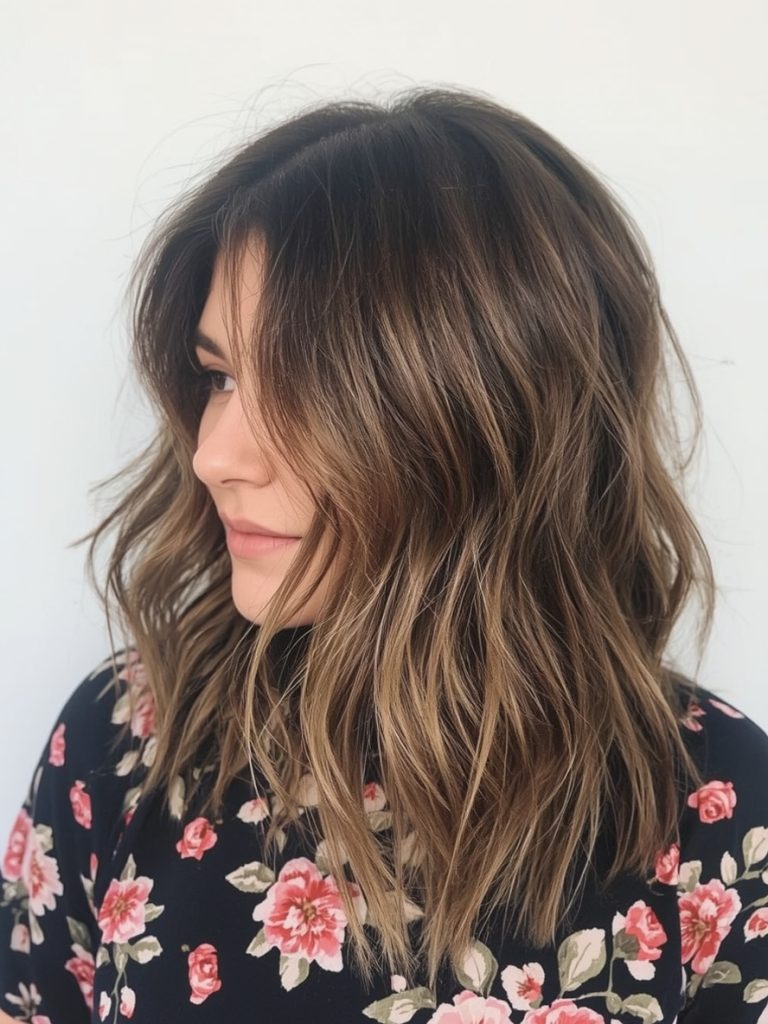 Side Parted Lob for Shoulder Length Hairstyle For Thin Hair Fine