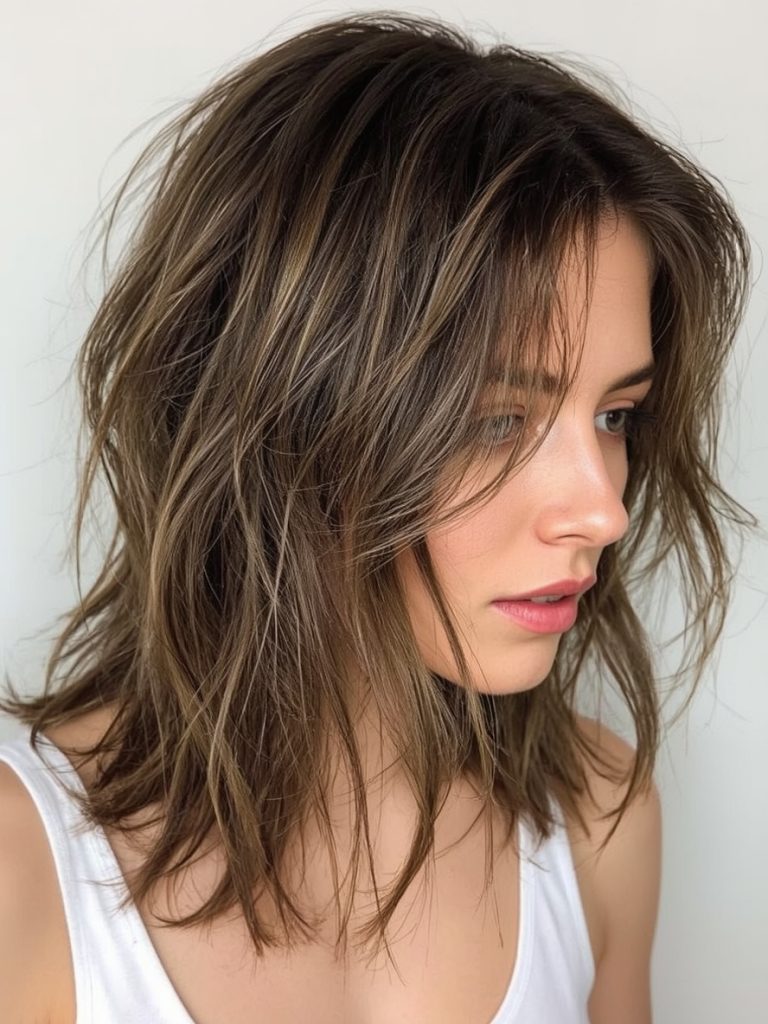  Layered Bob with Bangs for Shoulder Length Hairstyle For Thin Hair Fine