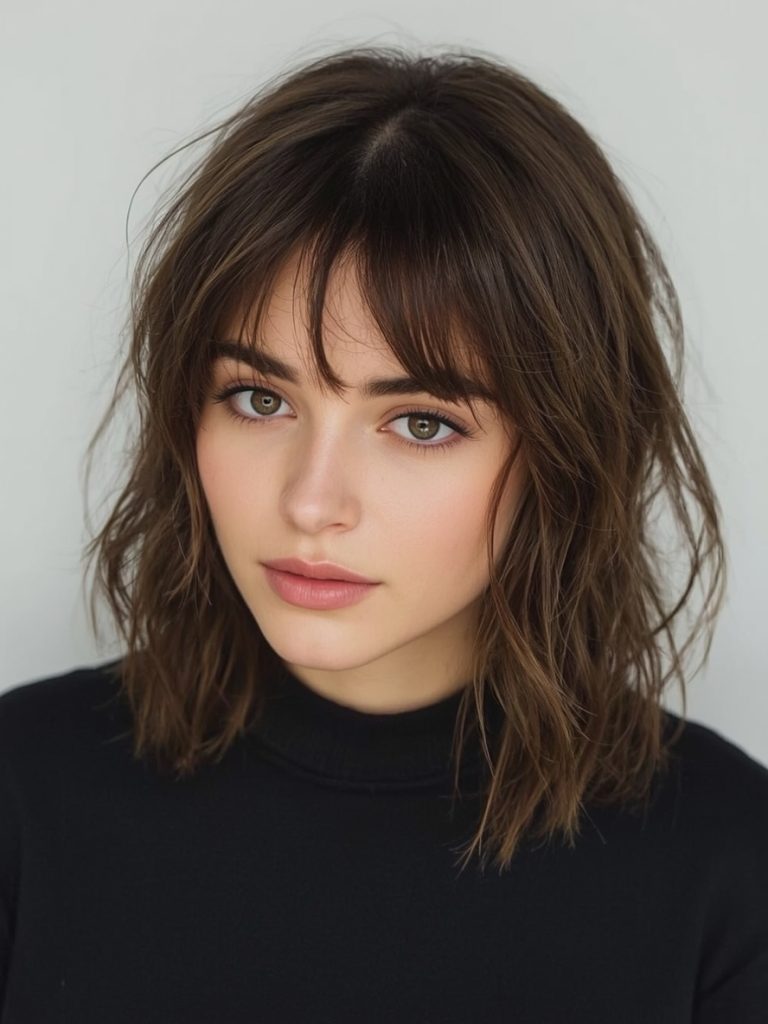  Textured Fringe for Shoulder Length Hairstyle For Thin Hair Fine