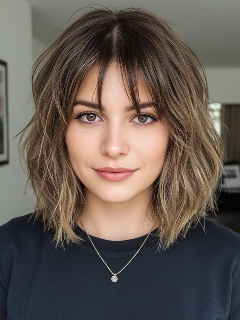  Deep Side Part with Waves for Shoulder Length Hairstyle For Thin Hair Fine