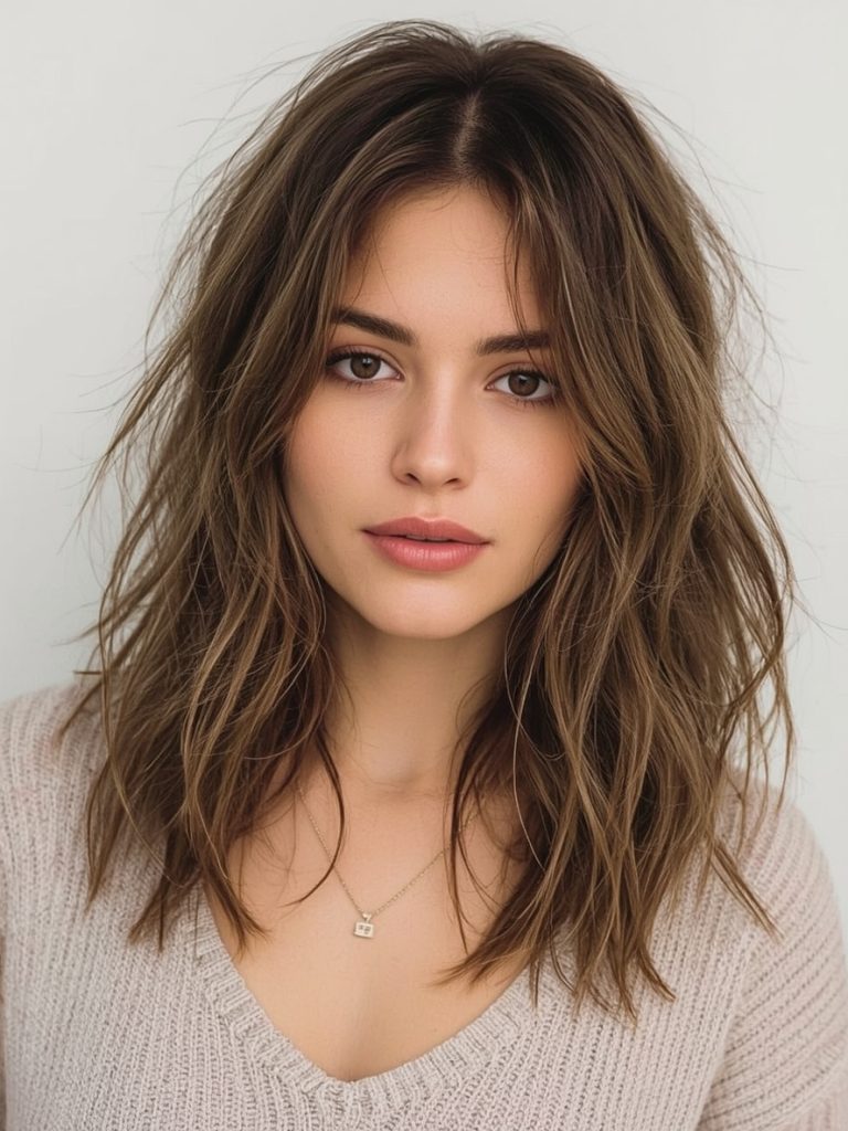 Long Bob with Face-Framing Layers for Shoulder Length Hairstyle For Thin Hair Fine