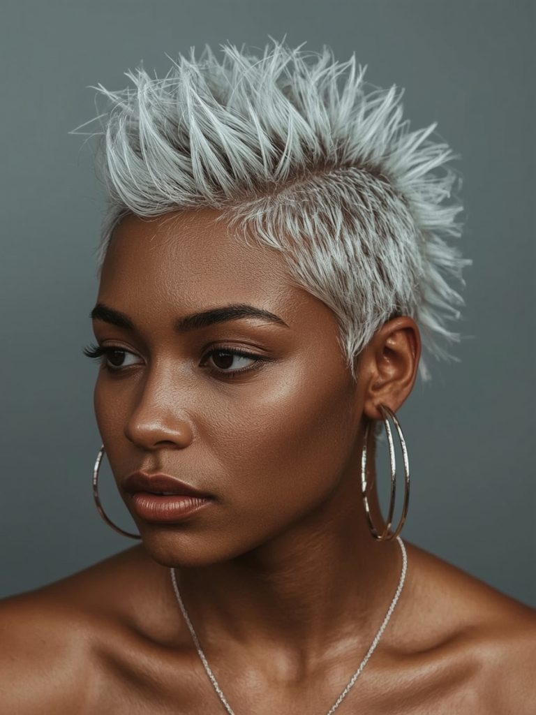 Asymmetrical Silver Cut on Dark Skin