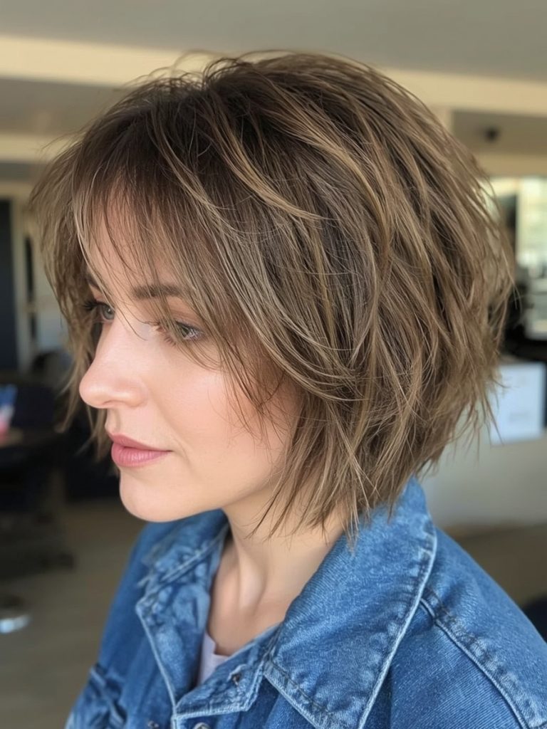 Hairstyle For Thin Fine Hair Over 50: Balayage Bob