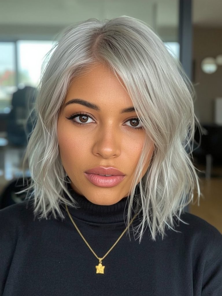 Silver Highlights on Natural Hair on Dark Skin