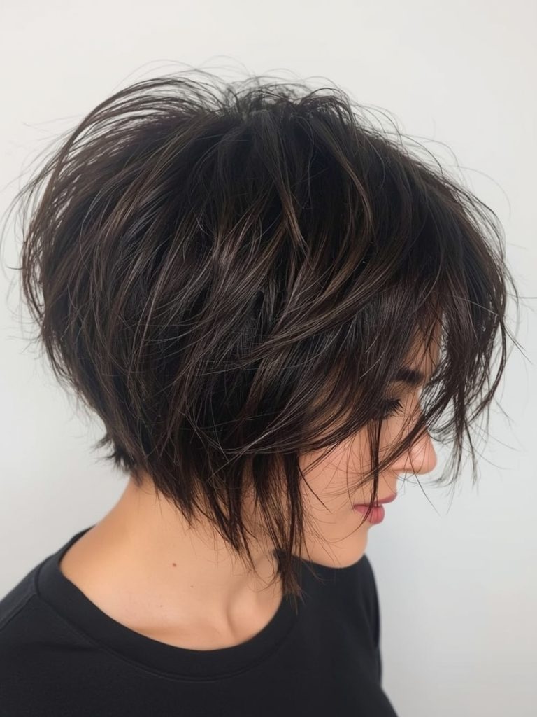 Hairstyle For Thin Fine Hair Over 50: Choppy Bob