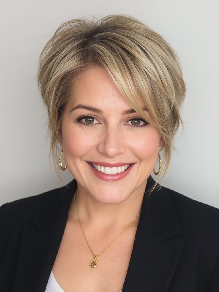 Hairstyle For Thin Fine Hair Over 50: Angled Lob