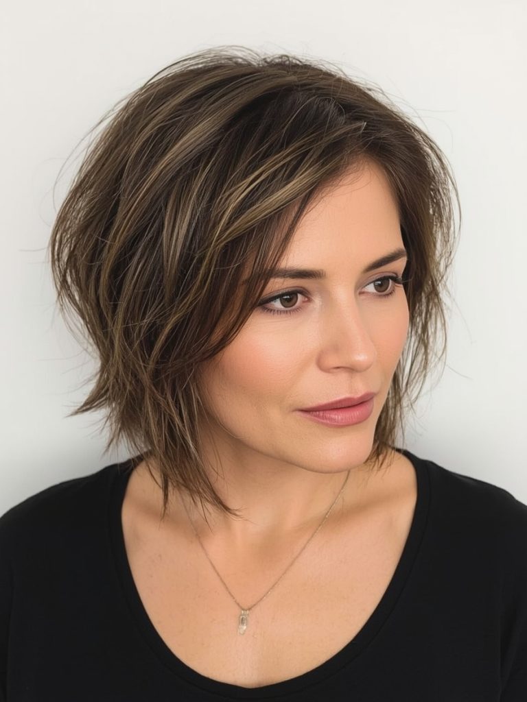 Hairstyles For Thin Fine Hair Over 60: Asymmetrical Bob