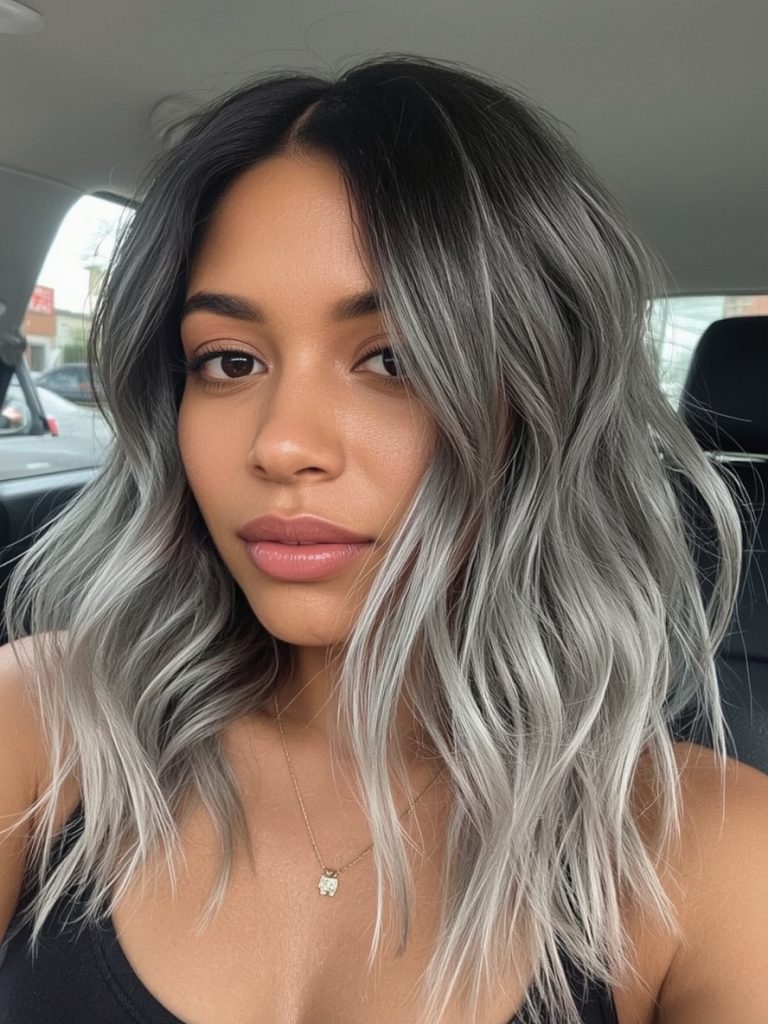 Silver Pixie Cut on Dark Skin