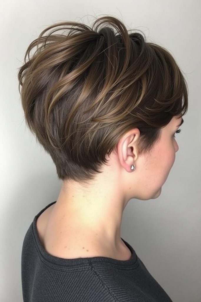 Pixie Cut Back View: The Textured Fringe