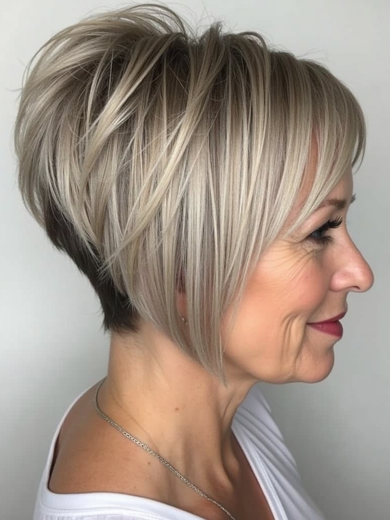 Hairstyles For Thin Hair Fine Over 50: Feathered Bob