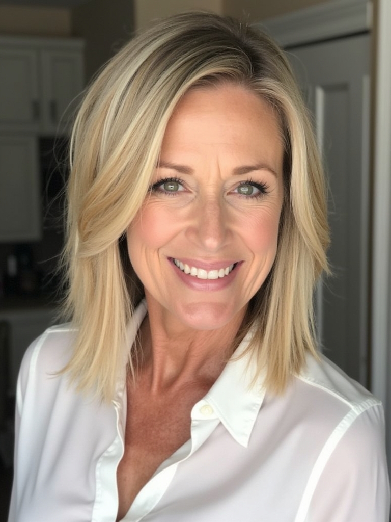 Hairstyles For Thin Hair Fine Over 50: Chin-Length Layered Bob